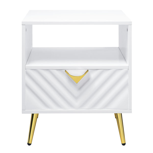 Mercer41 Sylena White High Gloss End Table With Shelf Wayfair Canada